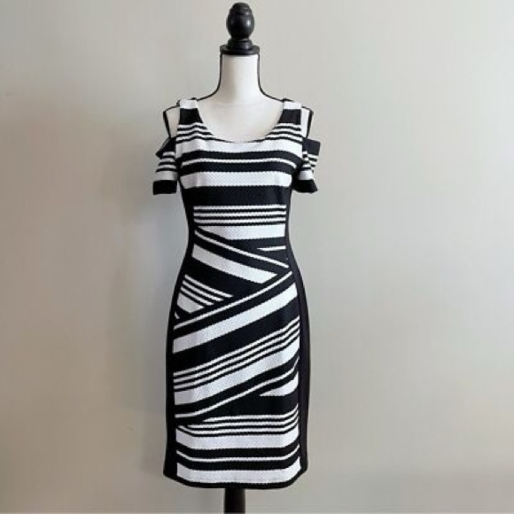 Joseph Ribkoff Elegant Black and White Striped Dress
